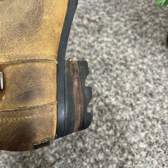 Sorel Lolla Ankle Boots Bootie Womens Size 8 Elk Tan Leather Zip Stacked Heel - Picture 9 of 11